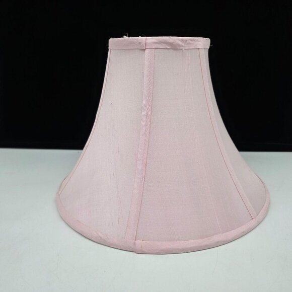 Vintage Pink Fabric Lamp Shade Bell Style With Brass Fitting - Picture 1 of 9
